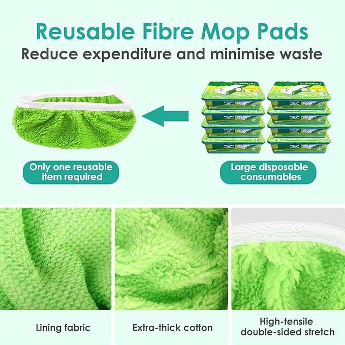 6Pcs Reusable Microfiber Mop Pads Compatible with Swiffer Sweeper Mops, Wet Sweeping Cloths & Dry Mopping Cloths, Washable Mop Pads for Surface/Hardwood Floor Cleaning (Not Fit to Swiffer Wetjet, XL)