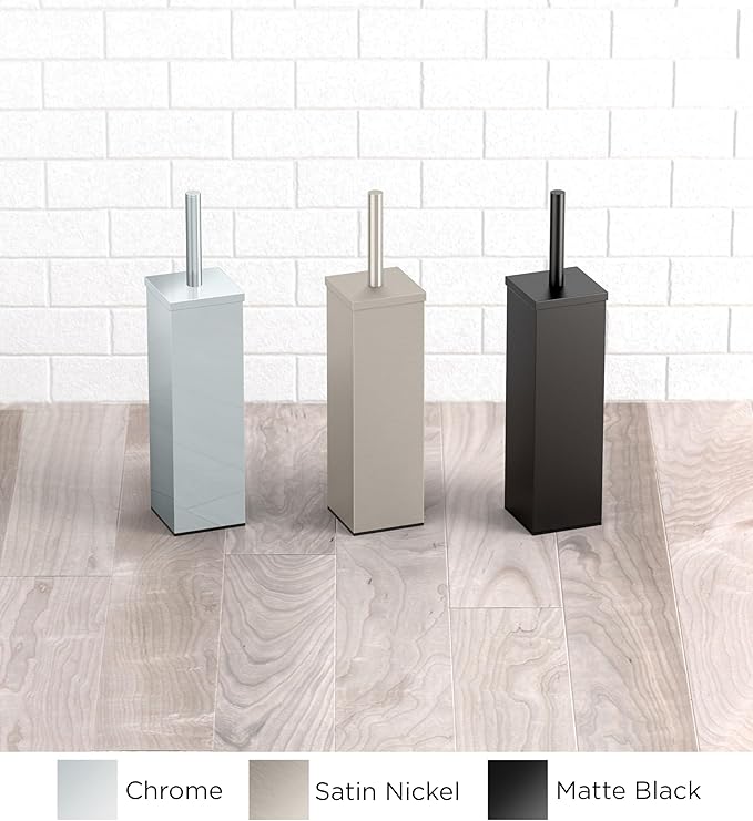 Gatco 1488 Elegant Square Toilet Brush Holder, Chrome