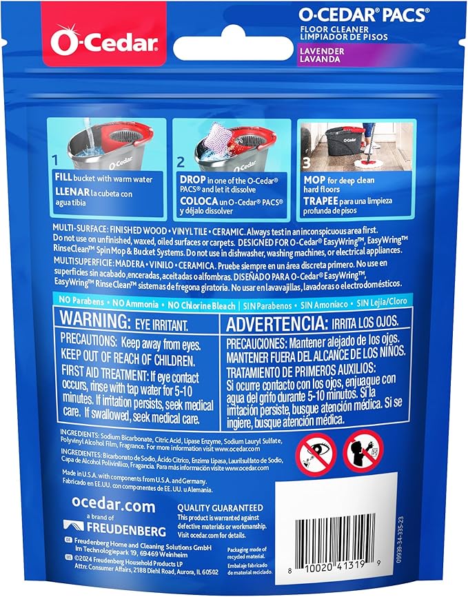 O-Cedar EasyWring Microfiber Spin Mop & Bucket Floor Cleaning System + 2 Extra Mop Head Replacements with Lavender Pac (Variety Pack)