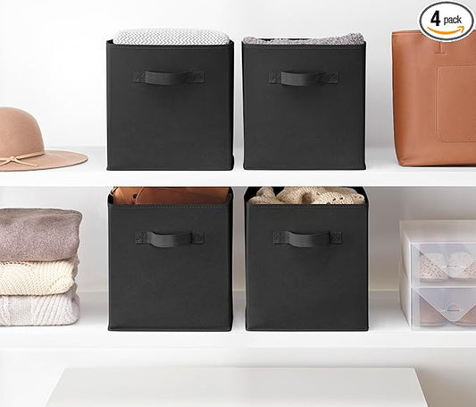 Whitmor Collapsible Cubes - 10.5 x 10.5 x 11 inches - Black - Set of 4