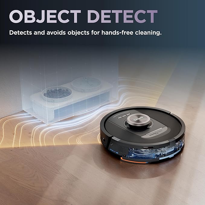 Shark PowerDetect NeverTouch, Self-Empty & Self-Refill, Robot Vacuum and Mop with Bagless, 30-Day Debris Capacity HEPA Base, 30-Day Capacity Refill Tank, Pad Dry, Black, AV2810YS