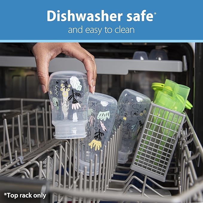 Dr. Brown's Anti-Colic Options + Wide-Neck Baby Bottle Designer Edition Dino Decos, 9oz/270mL, Level 1 Slow Flow Nipple, BPA-Free, 0m+, 2-Pack