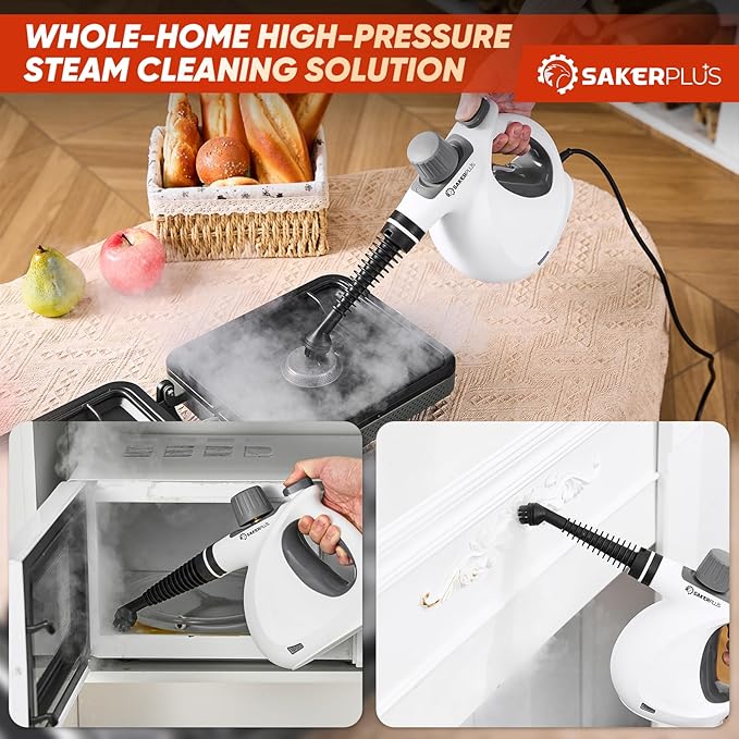Steam Disinfection Cleaner, Handheld Pressurized Natural Steam Cleaner with 9 PCS Accessories, Portable Multi-Surface Steamer for Cleaning Home Kitchen Floor, Upholstery, Tile Grout & Car