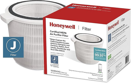 Honeywell HEPA Air Purifier Filter. Air Filter for Airborne Allergens, Wildfire, Smoke, Dust, Pet Dander, Pollen & More. 1- Pack J HEPA Filter for Honeywell HP1830 Air Purifiers, HRFJ830