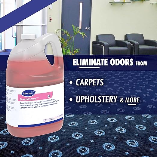 Diversey 94291110 Breakdown Odor Eliminator, Enzyme Eliminates Odors & Stains on Hard Surfaces & Carpet, Fresh Scent, Concentrate, 1-Gallon (Pack of 4)