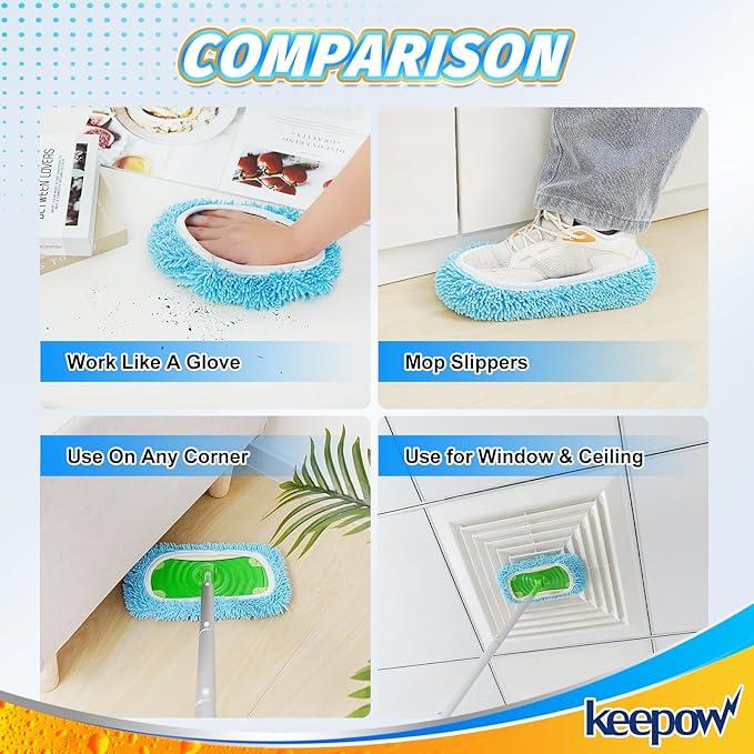 KEEPOW Wet Pads Refill for Swiffer Sweeper Mop and Sweep & Mop Deluxe - Dry Sweeping Cloths for Floor Mopping and Cleaning - Pet Heavy Duty Pads Refills, Upgraded Reusable (8 Pack)