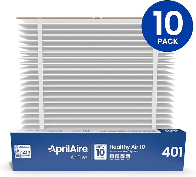 AprilAire 401 Replacement Furnace Filter for AprilAire 2400, Space-Gard 2400 Whole-House Air Purifiers - MERV 10, 16x25x6 Air Filter (Pack of 10)