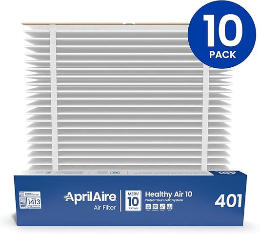 AprilAire 401 Replacement Furnace Filter for AprilAire 2400, Space-Gard 2400 Whole-House Air Purifiers - MERV 10, 16x25x6 Air Filter (Pack of 10)