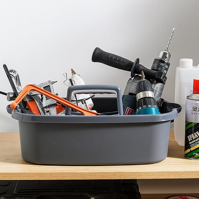 2 Pack Multi-Purpose Plastic Cleaning Caddy with Handle, Shower Caddy Organizer/Storage Basket/Totes Portable for Bathroom Supplies, Cleaning Products, Under Sink Tool, Housekeepers(White2)