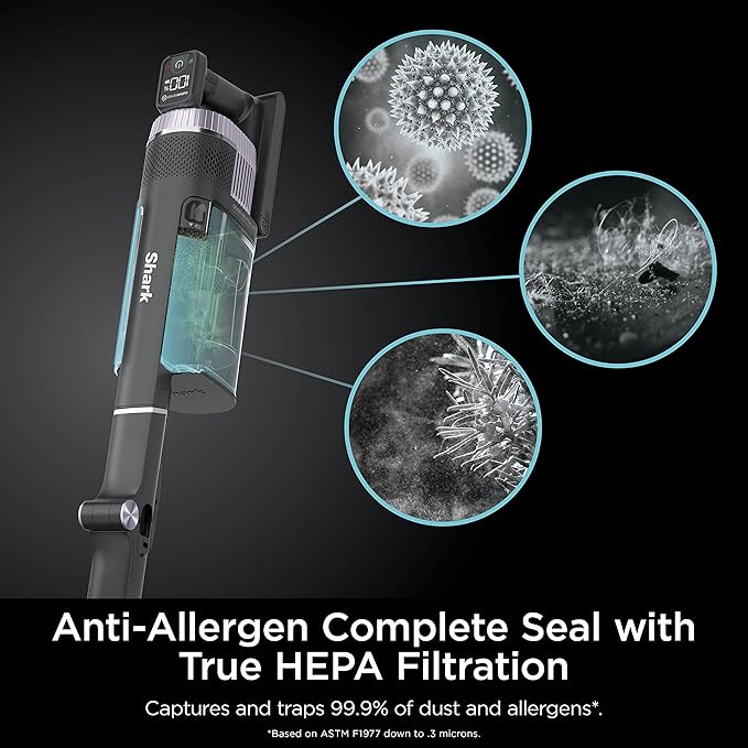 Shark IZ862H Stratos Cordless Vacuum with Clean Sense IQ and Odor Neutralizer, DuoClean PowerFins HairPro, Lightweight Powerful Vacuum Up to 60 Minute Runtime, Ash Purple (Renewed)