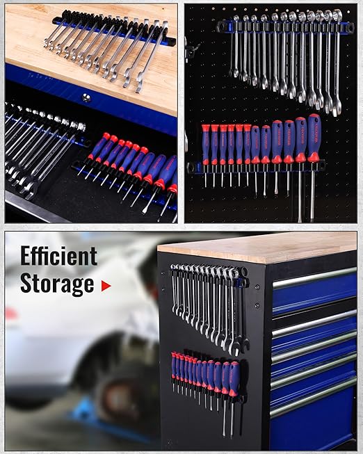 WORKPRO 2-Pack Magnetic Screwdriver Organizer and Wrench Organizer Set, Aluminum Rail Magnetic Tool Organizers, Tool Holder, Tool Box Organizers, 24-Slot Screwdriver & Wrench Holder (Tools Excluded)