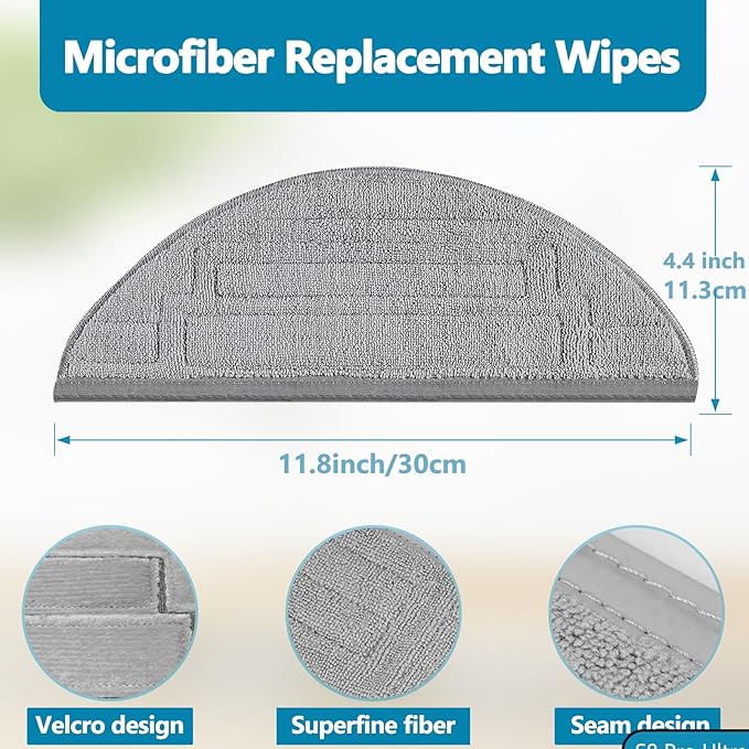 6 Pack Mop Cloth Pads Replacement for Roborock S8 Pro Ultra Robot Vacuum, Upgraded Reusable Microfiber Dual Sonic Mopping Pad Accessories