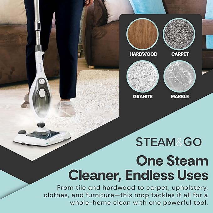 Steam & Go 10-in-1 Multi-Surface Steam Mop - Deep Clean with Heat
