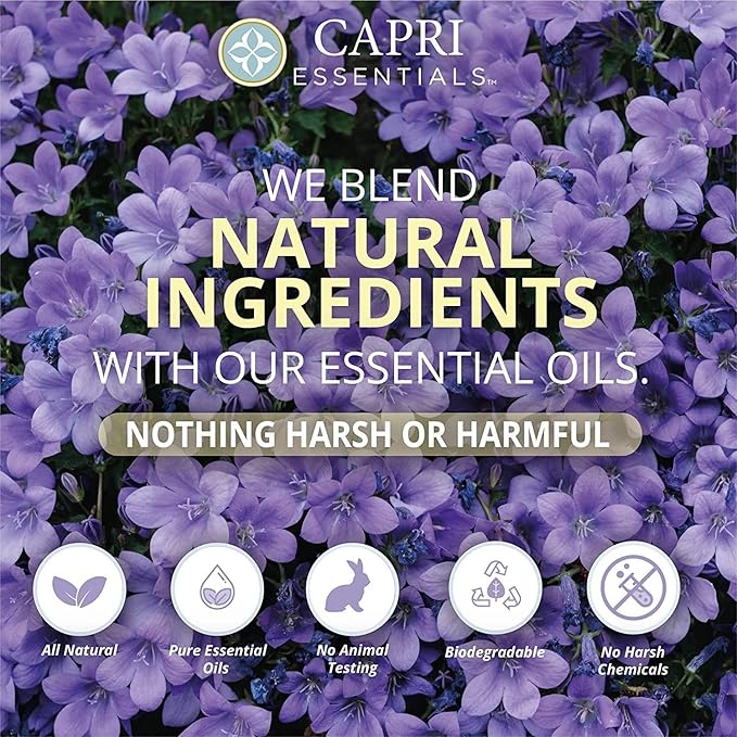 Capri Essentials All Purpose Cleaning Wipes, Natural Household Cleaning Supplies, Bathroom and Kitchen Cleaner with Essential Oils, Chamomile, Thyme & Juniper, Sweet Basil Scent, 70 Wet Wipes