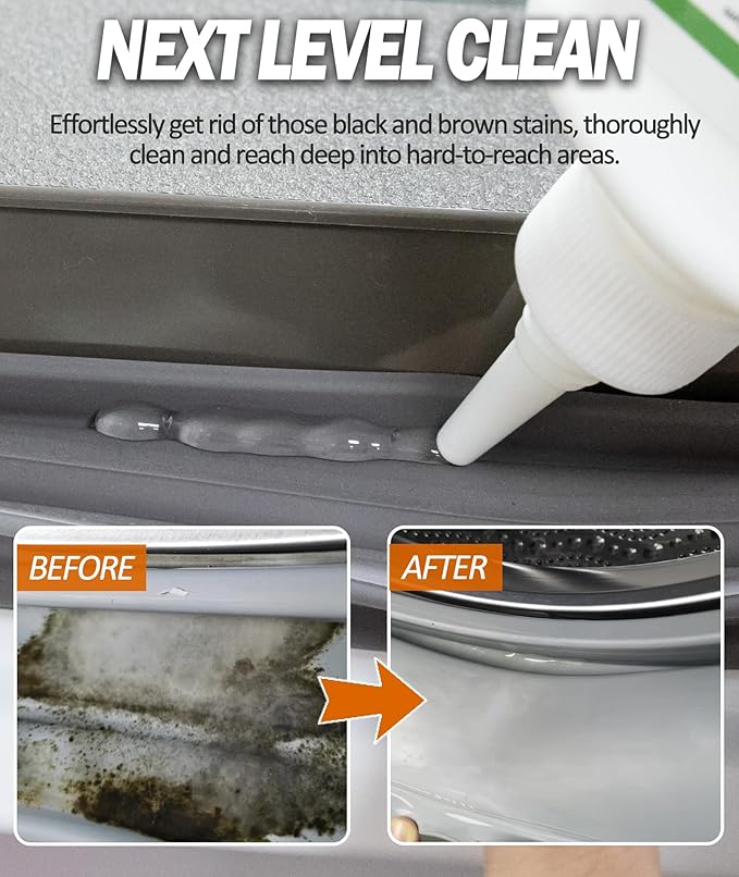 Home Remover Gel, 8 Fl.Oz Powerful Washing Machine Gasket Cleaner, Heavy Duty Stain Cleaner for Front Loader Washing Machine Seal, Bathroom Shower, Grout, Bathtub, Tile & Silicone Surfaces