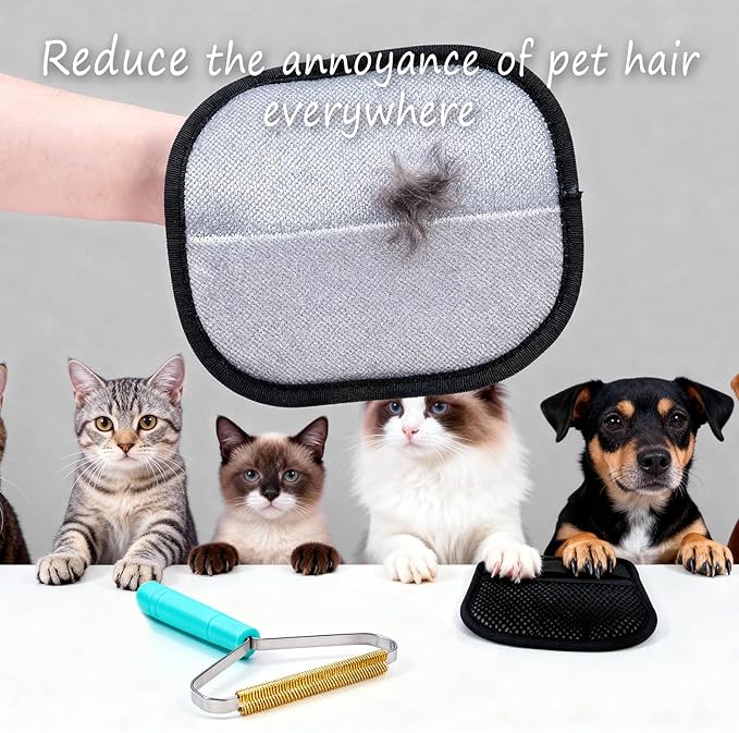 3pcs Pet Hair Removal Glove Magic Brush for Cats Dogs，Reusable Electrostatic Pet Hair Remover Gloves Supplies for Rugs Couch, lint,Carpet, Car Seat & Laundry Furniture