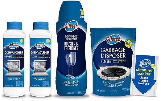 Glisten Dishwasher Magic Machine Cleaner and Disinfectant 2-Pack, Dishwasher Detergent Booster and Garbage Disposer Foaming Cleaner Pack