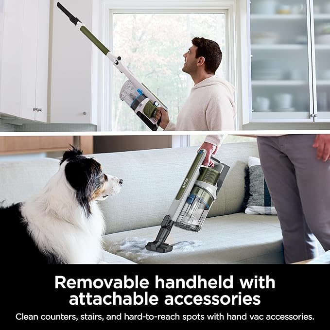 Shark PowerPro Flex Pet Plus Cordless Vacuum, FloorDetect Technology, MultiFLEX Wand, HEPA Filter, for Carpets & Hard Floors, Up to 50-Minute Runtime, Powerful Pet Hair Pickup, Olive, IZ387H
