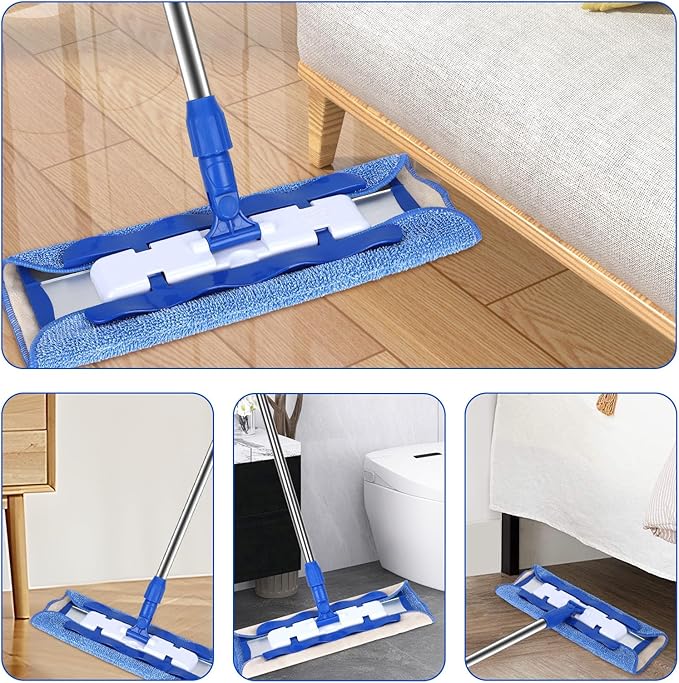 Microfiber Cleaning Cloth Compatible with MR SIGA Professional Microfiber Mop - Professional Reusable Flat Mop Refills - Mop Pads Replacement for Hardwood Cleaning (4 Pack)