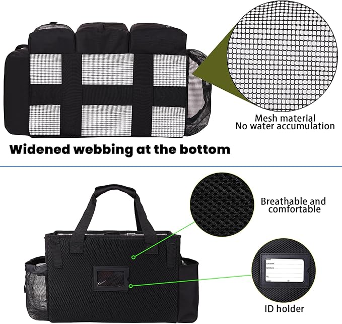 Large Wearable Cleaning Caddy Bag with Detachable Divider, Cleaning Organizer with Handles, Cleaning Supply Tote with Adjustable Shoulder Strap&Waist Belt for Cleaners & Housekeeper (Black)