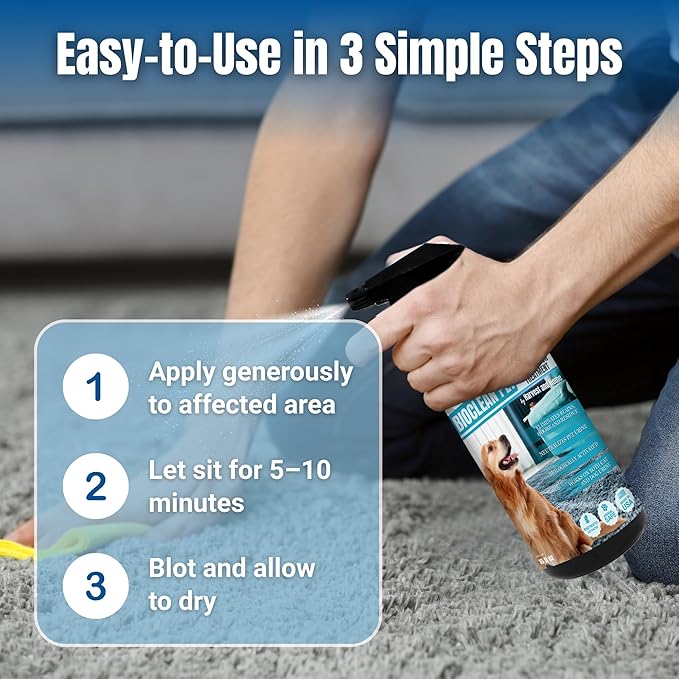 Carpet Cleaner and Deodorizer for Pets - Stain and Odor Treatment | Neutralizes Urine Stains and Eliminates Smell & Residue, Made in The USA - Biocelan Pet by Harvest and Home - 32 oz