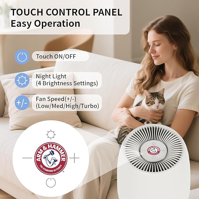 Air Purifiers for Home with Night Light, HEPA Filter Captures 99.97% of Smoke, Pollen, Pet Dander & Odors, Quiet for Bedroom, Office, Home, Pearl White