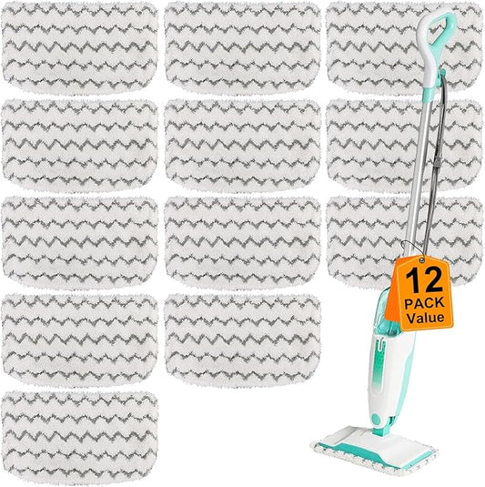 12 Pack Thickened Steam Mop Replacement Pads, Durable Microfiber Mop Pads Compatible with Shark S1000/S1000A/S1000C/S1000WM/S1001C, Washable Pads for Pet Owners and Families with Kids