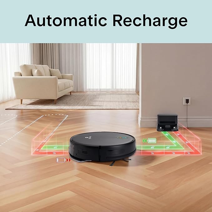 SereneLife Automatic Robot Vacuum Cleaner and Mop Combo, Pro Edition with Upgraded Battery, Extreme Suction, Internal Water Tank - Smart App Control, Ideal for Pet Hair, Carpet and Hard Floors, Black