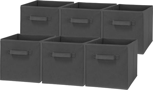 Simple Houseware Foldable Cube Storage Bins, 11-Inch Dark Gray, 6-Pack Fabric Cubes Organizer for Closet or Shelves