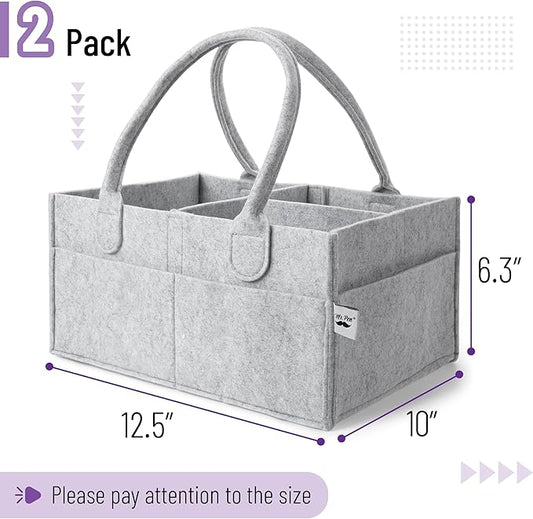 Mr. Pen- Baby Diaper Caddy Organizer, 2 Pack, Gray, Baby Caddy Organizer with Handle, Compact Size, Collapsible & Portable