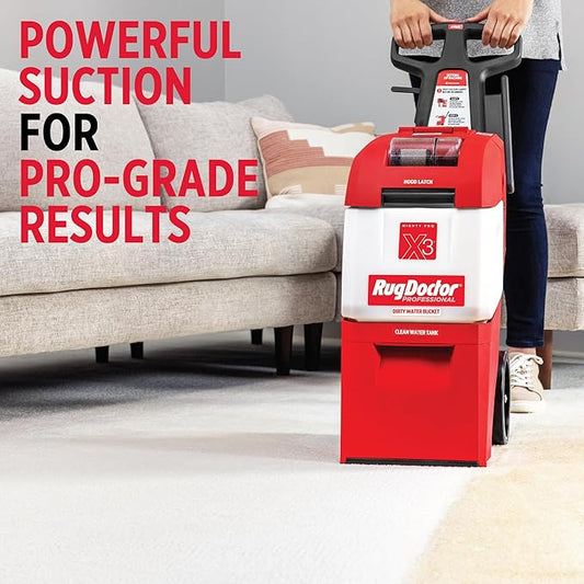 Rug Doctor X3 Commercial Carpet Cleaner – Large Red Oxy Pro Pack, Exclusive Vibrating Brush Spray Scrub and Extract Embedded Dirt and Grime, 48 oz. Oxy Cleaning Solution