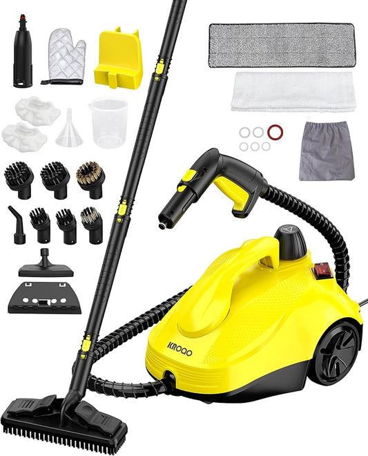 Multi-Purpose Steam Cleaner for Grout, Tile, Car Detailing & Home Appliances - 23 Attachments for Grime, Grease, Bacteria Removal - with 16.4ft Long Cord