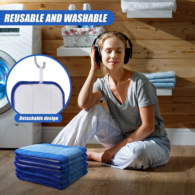 12 Pieces Microfiber Cleaning Pads Compatible with Bona Mop Reusable 18 Inch Replacement Cleaning Pads Washable Refills Replacement Heads for Floor Cleaning