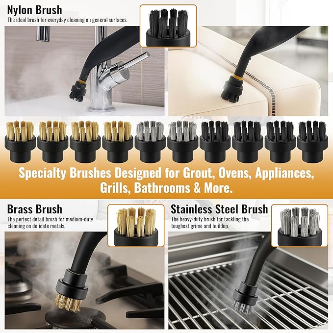 Steam Cleaning Pack Compatible with Dupray Steam Cleaners, 18 Pcs Versatile Accessory Kit: Includes Everything Needed for deep Cleaning on Multiple Surfaces, Seamless Compatibility