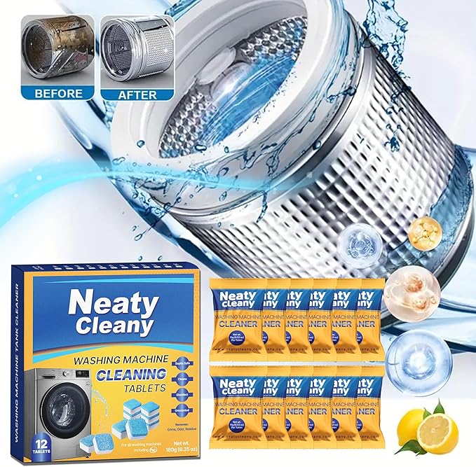 Washing Machine Cleaner Tablets 12 Packs- Washing Machine Cleaning Tablets for Top loader/Front Loader - Removes Residue & Odors