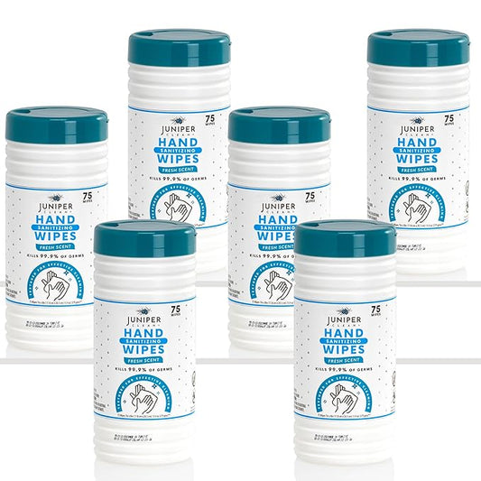 6 Pack Canister Hand Sanitizing Wipes, 450 Count Canister Disposable Hand Sanitizer Wipes, Fresh Scent, Lint Free & Durable