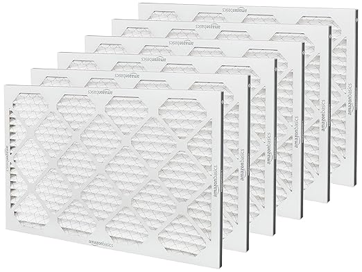 Amazon Basics 16x25x1 Air Filter 6-Pack, MERV 11 Electrostatic AC Furnace Filters for Allergies, Captures Dust and Pollen (Actual Size: 15.75" x 24.75" x 0.75")