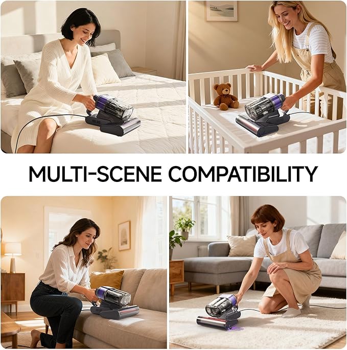 FEPPO Mattress Vacuum Cleaner, 4-in-1 Bed Vacuum Cleaner PRO, 16KPa Handheld Vacuums with 253.7nm UV-C Light, 40,000 Beats/Min Tapping, 140°F Hot Air, HEPA Filter for Bed, Sofa, Crib(Corded, 550W)