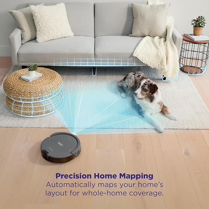 Shark Navigator Robot Vacuum with SmartPath Navigation and Self-Cleaning Brushroll, Powerful Suction, Pet Hair Pickup, Anti-Hair Wrap, for Carpets & Hard Floors, Steel Grey, RV2110