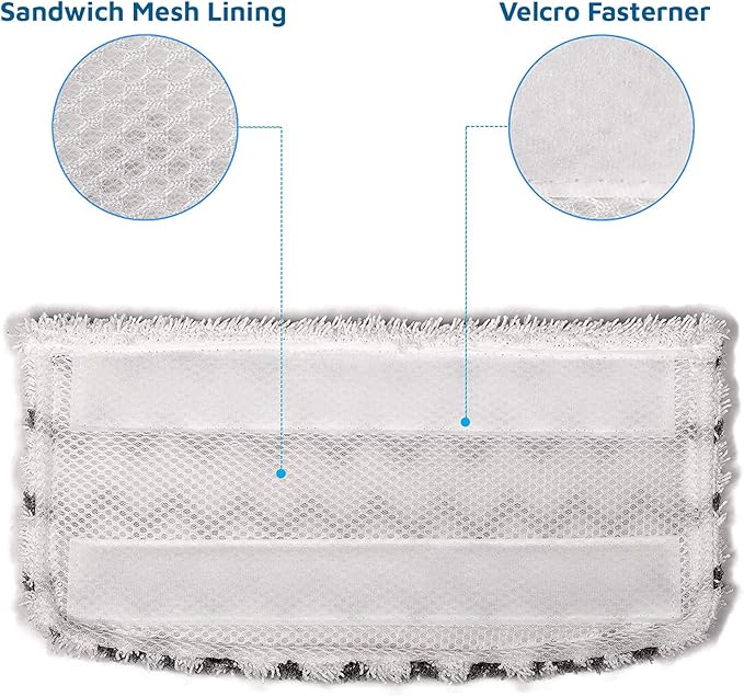 F Flammi 4-Pack for Shark Steam Mop Replacement Pads Compatible with S1000 S1000A S1000C S1000WM S1001C S2001, Heavy-Duty Washable Microfiber Pads for All Hard Floors