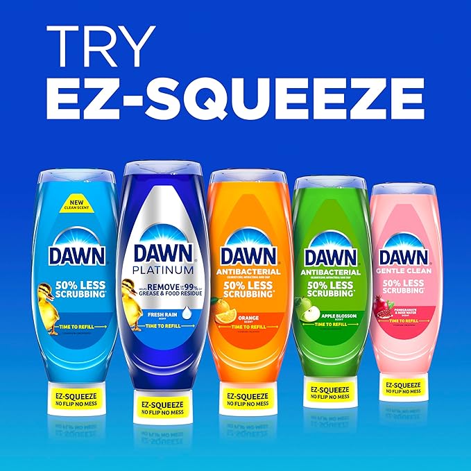 Dawn Gentle Clean EZ-Squeeze Dishwashing Liquid Dish Soap, Pomegranate and Rose Water Scent 24.3 fl oz
