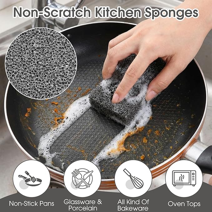 Tioncy 20 Pcs Silicone Scrubbing Sponges Bulk Heavy Duty Silicone Dish Sponges Non-Scratch Kitchen Dish Scrubbers, Odor-Free, Multi-Surface Safe, Cleaning for Dishes, Nonstick Pots, Countertops