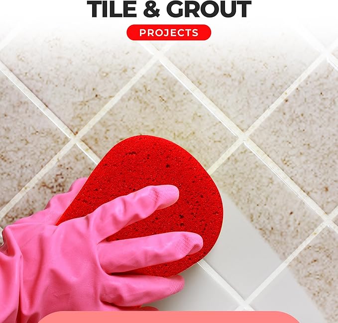 Multi-Purpose Sponges for Cleaning - Red 2 Pack, Large Sponges for Car Washing, Tile & Grout, All Purpose Cleaning