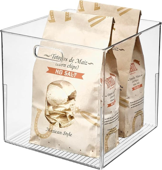 iDesign Pantry Storage Bin, Large Cube Organizer for Cabinet, Countertop, or Fridge, Clear, Made in USA