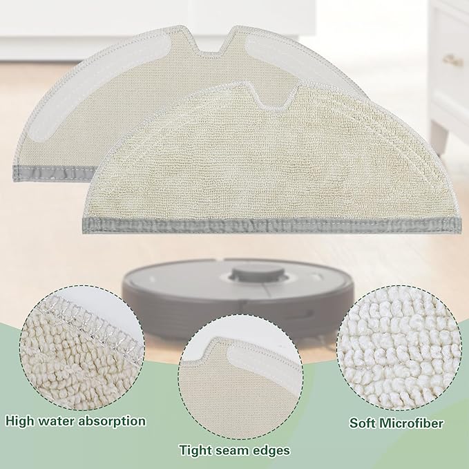 VIEWALL 6 Packs Reusable Microfiber Mop Cloth Compatible with Roborock E Series, Q5, Q5 Pro, Q5 Pro+, Q7, Q7Max, Q8Max,Q8Max+,S5, S5 Max, S6, S6 Pure Robot Vacuum Cleaner(Not for Q7 M5, S8, S7, Q10)