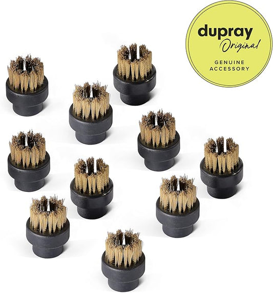 Dupray Small Brass Brushes - Heavy-Duty Cleaning Accessories for Dupray Steam Cleaners, Pack of 10