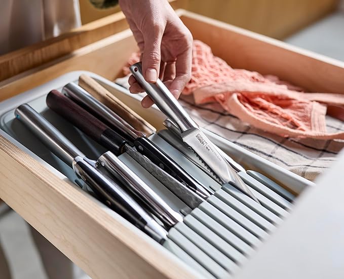 Joseph Joseph DrawerStore 2-Tier Knife Kitchen Drawer Organizer, Holds up to 11 Knives, Disassembles for Easy Cleaning, Recycled Plastic