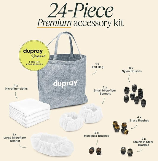 Dupray Steam Cleaning Pack Pro – 24-Piece Accessory Kit for Dupray Steam Cleaners: Versatile set includes everything needed for deep cleaning on multiple surfaces.