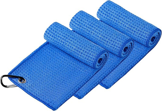 Handy Picks Microfiber Golf Towel (16" X 16") with Carabiner Clip, Waffle Pattern Golf Towel Hook and Loop Fastener - The Convenient Golf Cleaning Towel