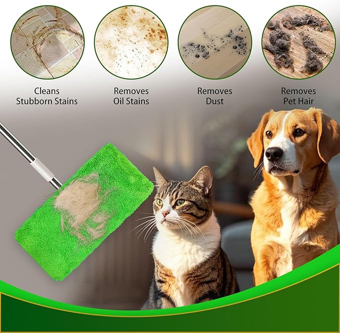3 Pack Reusable Microfiber Mop Pads Compatible with Swiffer Sweeper, Washable Dry Sweeping Cloths and Wet Pads Refill for Hardwood Surface Floor Cleaning (Mop is Not Included)